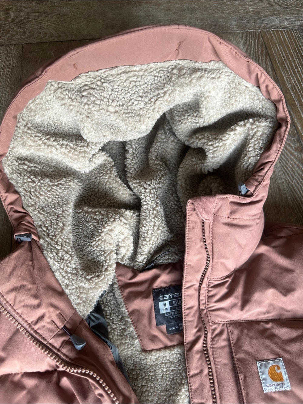Carhartt Rain Defender Insulated Jacket Women’s Medium Nutmeg Sherpa Hood - Picture 7 of 16